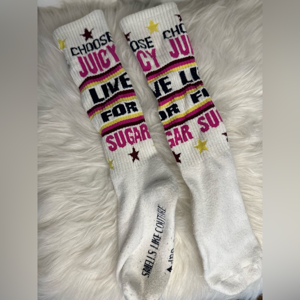 HTF Rare Vintage OG Juicy Couture White Crew Socks